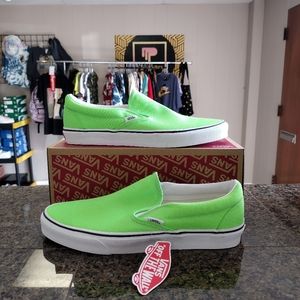 Vans classic Slip on Mens 11 shoes (neon green gecko) sneakers